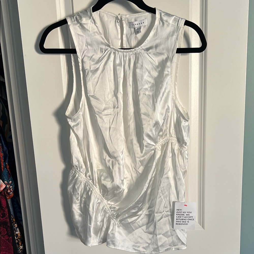 NWT Topshop Satin Elegant White Sleeveless Top